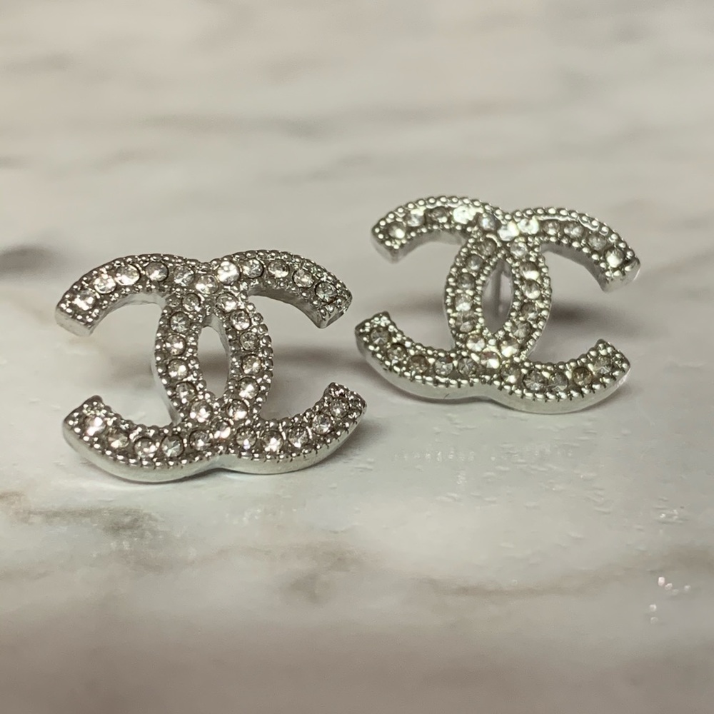 Authentic Chanel Silver Stud Earrings